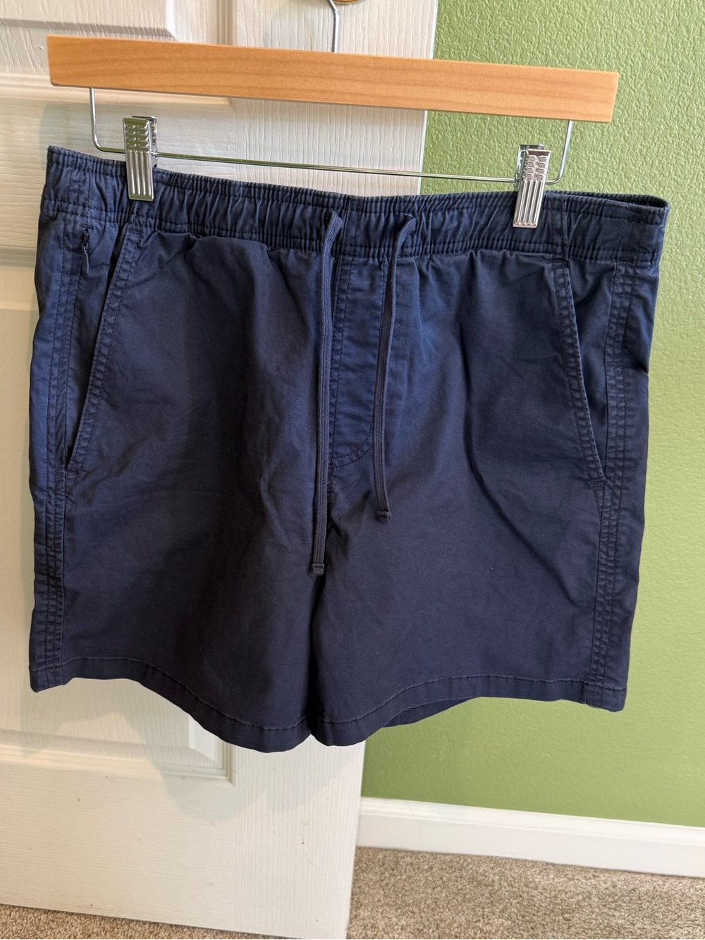 Hollister Navy Drawstring Cotton-Blend Athletic Shorts